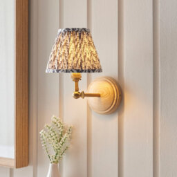 Luminosa Lighting Luminosa Wood Wing Ash Wood Wall Light With Pearl Grey Fabric Leaf Shade 16Cm B22 - thumbnail 2