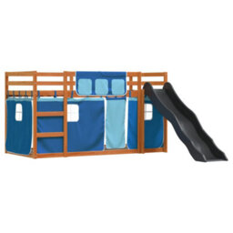 Berkfield Bunk Bed Without Mattress With Slide And Curtains Blue 90X200 Cm - thumbnail 3