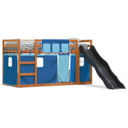 Berkfield Bunk Bed Without Mattress With Slide And Curtains Blue 90X200 Cm - thumbnail 2