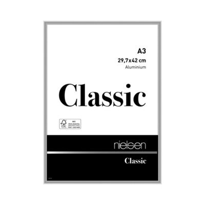 Nielsen Classic Polished Silver Aluminium Picture Frame A3, 29.7X42Cm - With Float Glass And Push/turn Clips - image 1