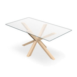 More4Homes Etta Glass Dining Table And Chairs - Glass Top W Solid Oak Legs + Nova Velvet Dining Chair Set Of 6 (Blue) - thumbnail 3
