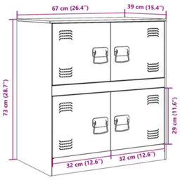 Vidaxl Sideboard White 67X39X73 Cm Steel - thumbnail 3