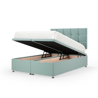 Bedmaster Duckegg Plush Velvet Ottoman Divan Base And Square Headboard Double - image 1