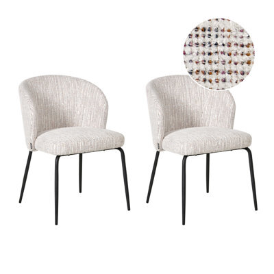 Beliani Set Of 2 Dining Chairs Zana Fabric Multicolour - image 1