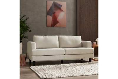 Home Detail Dale 3 Seater Sofa, Natural Linen Fabric - image 1