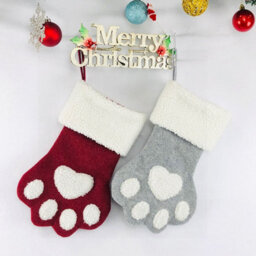 Amorly 2Pcs Paw Shaped Pet Christmas Stockings, Hanging Dog Cat Xmas Stockings For Fireplace Holiday Family Home Decor - thumbnail 1