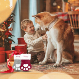 Amorly 2Pcs Paw Shaped Pet Christmas Stockings, Hanging Dog Cat Xmas Stockings For Fireplace Holiday Family Home Decor - thumbnail 4