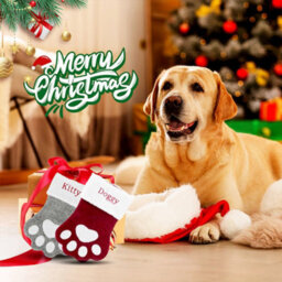 Amorly 2Pcs Paw Shaped Pet Christmas Stockings, Hanging Dog Cat Xmas Stockings For Fireplace Holiday Family Home Decor - thumbnail 3