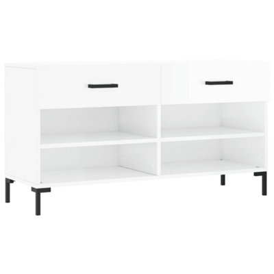 Berkfield Industrial Shoe Bench High Gloss White 102X35X55 Cm Engineered Wood - image 1