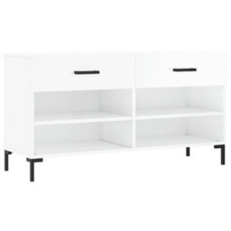 Berkfield Industrial Shoe Bench High Gloss White 102X35X55 Cm Engineered Wood