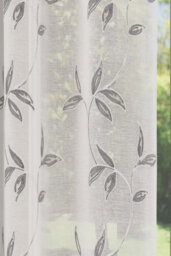 "Tyrone Textiles Oasis Grey Embroidered Leaf Design Voile Panels - Pair 140 X 122Cm (55X48"")" - thumbnail 3