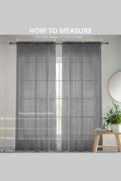 "Tyrone Textiles Oasis Grey Embroidered Leaf Design Voile Panels - Pair 140 X 122Cm (55X48"")" - thumbnail 4
