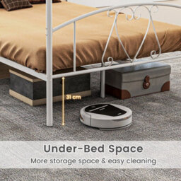 Double Size Metal Canopy Bed Frame 4-Poster Contemporary Platform Wood Slat - thumbnail 6