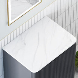 Royal Bathrooms Avenza 800mm Matt Obsidian Black Floor Standing Vanity Unit 2 Door Carrara White Undrilled Worktop & No Basin - thumbnail 8