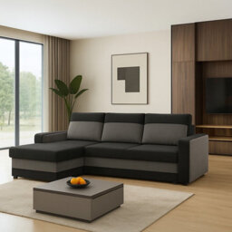 Orion A Corner Sofa Bed Pull Out Guest Bed With Built In Storage Left Or Right Side Setup Black+Dark Grey - thumbnail 2