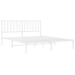 Berkfield Metal Bed Frame Without Mattress With Headboard White 160X200Cm - thumbnail 4