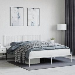 Berkfield Metal Bed Frame Without Mattress With Headboard White 160X200Cm
