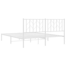 Berkfield Metal Bed Frame Without Mattress With Headboard White 160X200Cm - thumbnail 7