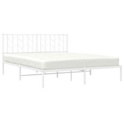 Berkfield Metal Bed Frame Without Mattress With Headboard White 160X200Cm - thumbnail 3