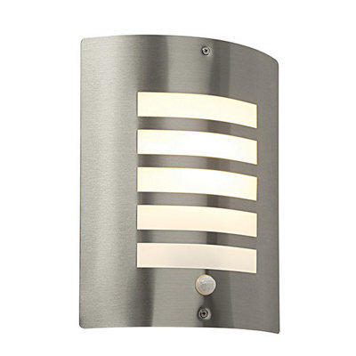 Luminosa Lighting Luminosa Bianco Outdoor Wall Ip44 60W Brushed Stainless Steel & Opal Pir Ip44 - E27