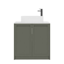 Royal Bathrooms Royal Bathroom Elmore 800mm Matt Green Freestanding Countertop Bathroom Vanity Unit 2 Door With Peak Basin - thumbnail 7