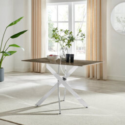 Furniturebox Uk Leonardo 4-Seater Dining Table With Grey Glass Marble Effect Top And Silver Legs - thumbnail 2