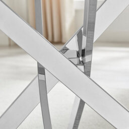 Furniturebox Uk Leonardo 4-Seater Dining Table With Grey Glass Marble Effect Top And Silver Legs - thumbnail 5