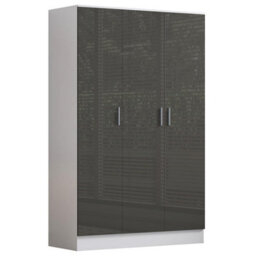 Reflect 3 Door Plain Wardrobe, 5 Drawer Chest, 2X 2 Drawer Bedsides - Grey Gloss & Matt White - Modern Bedroom Furniture Set - thumbnail 7
