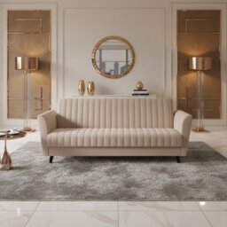Vinti 3 Seater Click Clack Sofa Bed With Bedding Storage 190 X 115Cm Sleep Area Wooden Legs Beige - thumbnail 2