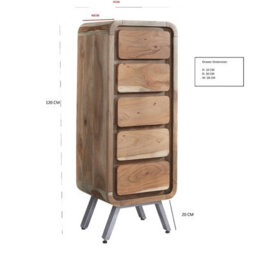 Buttercup Farm Aspen 5 Drawer Tall Chest - Metal/wood - L40 X W45 X H120 Cm - thumbnail 5