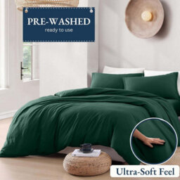 Bedlooms Emerald Plain Dyed Duvet Cover Complete Bedding Set, Breathable & Anti-Allergic Microfiber, Double 200X200Cm - thumbnail 2