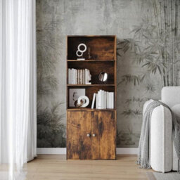 Urbn-Living Urbnliving Rustic Brown 3 Tier Wide Bookcase  Deep Storage Shelf For Living & Dining Room - thumbnail 2