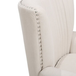 Thehotsale Beige Accent Chair With Nailhead Trim Channel Deep Cushioned Armchair - thumbnail 6