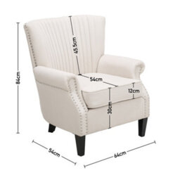 Thehotsale Beige Accent Chair With Nailhead Trim Channel Deep Cushioned Armchair - thumbnail 7
