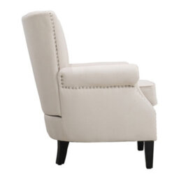 Thehotsale Beige Accent Chair With Nailhead Trim Channel Deep Cushioned Armchair - thumbnail 5