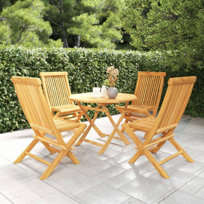 Berkfield 5 Piece Garden Dining Set Solid Teak Wood - image 1