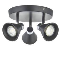 First Choice Lighting Set Of 2 Burton - Matt Black & Chrome Detail 3 Way Ceiling Spotlights - thumbnail 2
