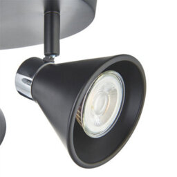 First Choice Lighting Set Of 2 Burton - Matt Black & Chrome Detail 3 Way Ceiling Spotlights - thumbnail 4