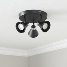 First Choice Lighting Set Of 2 Burton - Matt Black & Chrome Detail 3 Way Ceiling Spotlights - thumbnail 8