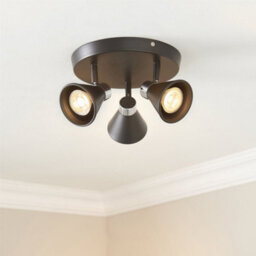 First Choice Lighting Set Of 2 Burton - Matt Black & Chrome Detail 3 Way Ceiling Spotlights - thumbnail 9