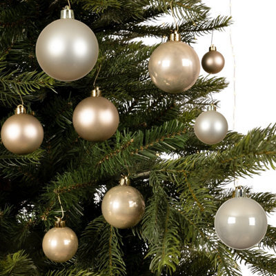 Decoris 2X 30 Pearl Gold Baubles Christmas Tree Decorations Shatterproof - image 1