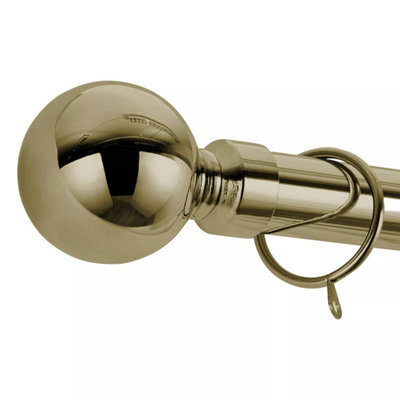 Bedlooms Metal Curtain Pole 28mm- Plain Ball Finials With Extendable Strong & Durable Rod Antique Brass 120-210 Cm,48''- 84'' - image 1