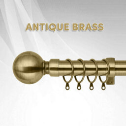 Bedlooms Metal Curtain Pole 28mm- Plain Ball Finials With Extendable Strong & Durable Rod Antique Brass 120-210 Cm,48''- 84'' - thumbnail 2