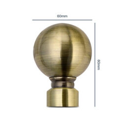 Bedlooms Metal Curtain Pole 28mm- Plain Ball Finials With Extendable Strong & Durable Rod Antique Brass 120-210 Cm,48''- 84'' - thumbnail 4