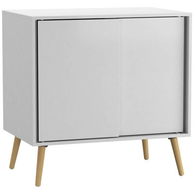 Urbn-Living Urbnliving 2-Door Sliding Chest Cabinet Sideboard White Carcass Closet Storage Cupboard Organiser With Pine Legs - image 1