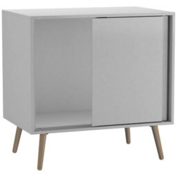 Urbn-Living Urbnliving 2-Door Sliding Chest Cabinet Sideboard White Carcass Closet Storage Cupboard Organiser With Pine Legs - thumbnail 5