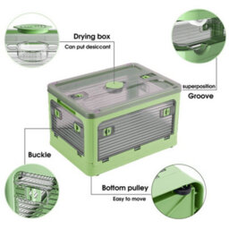 Living And Home Green Folding Stackable Wardrobe Storage Bin Double Door Collapsible Storage Box Cupboard Tabletop Organizer 30L - thumbnail 2