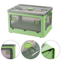 Living And Home Green Folding Stackable Wardrobe Storage Bin Double Door Collapsible Storage Box Cupboard Tabletop Organizer 30L - thumbnail 3