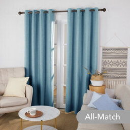 Deconovo Linen Look Thermal Insulated Top Ring Blackout Curtains With Coating Back Layer 52X54 Inch Blue Grey Set Of 2 - thumbnail 3