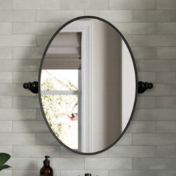 Aveli 500 X 700mm Black Wall Mounted Bathroom Mirror Framed Oval Traditional Adjustable - thumbnail 1